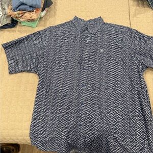 Ariat Men's Navy Geometric Button Down Shirt